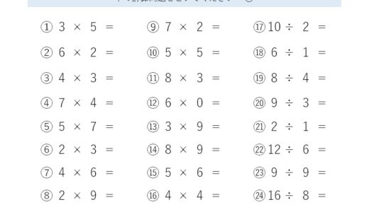 【脳トレプリント】掛け算・割り算①