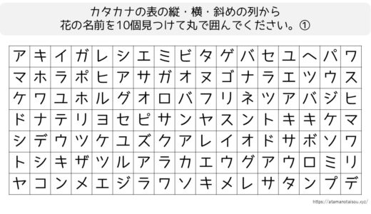 【脳トレプリント】カタカナの言葉探し①