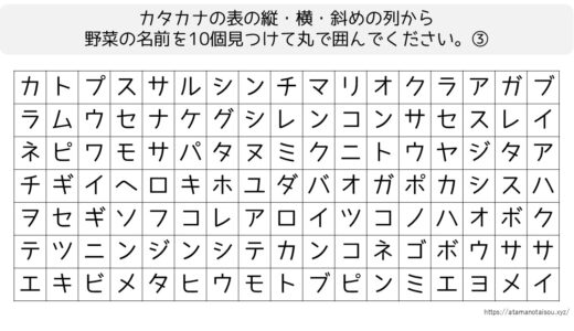 【脳トレプリント】カタカナの言葉探し③