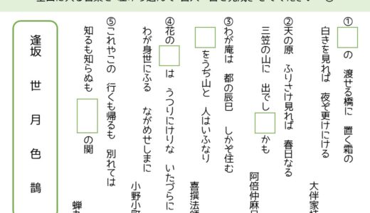 【脳トレプリント】百人一首の穴埋め②