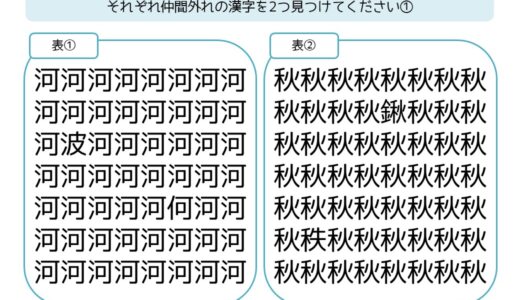 【脳トレプリント】漢字の仲間外れ探し①