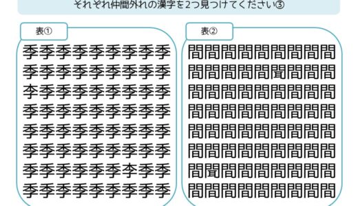 【脳トレプリント】漢字の仲間外れ探し③