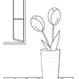 【塗り絵】チューリップ①